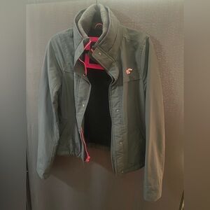 Hollister Black gray Utility Jacket with Pink Details